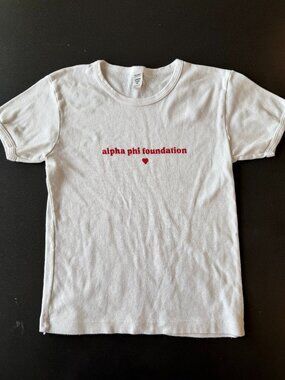 Alpha Phi Foundation Baby Rib Tee - Medium - White